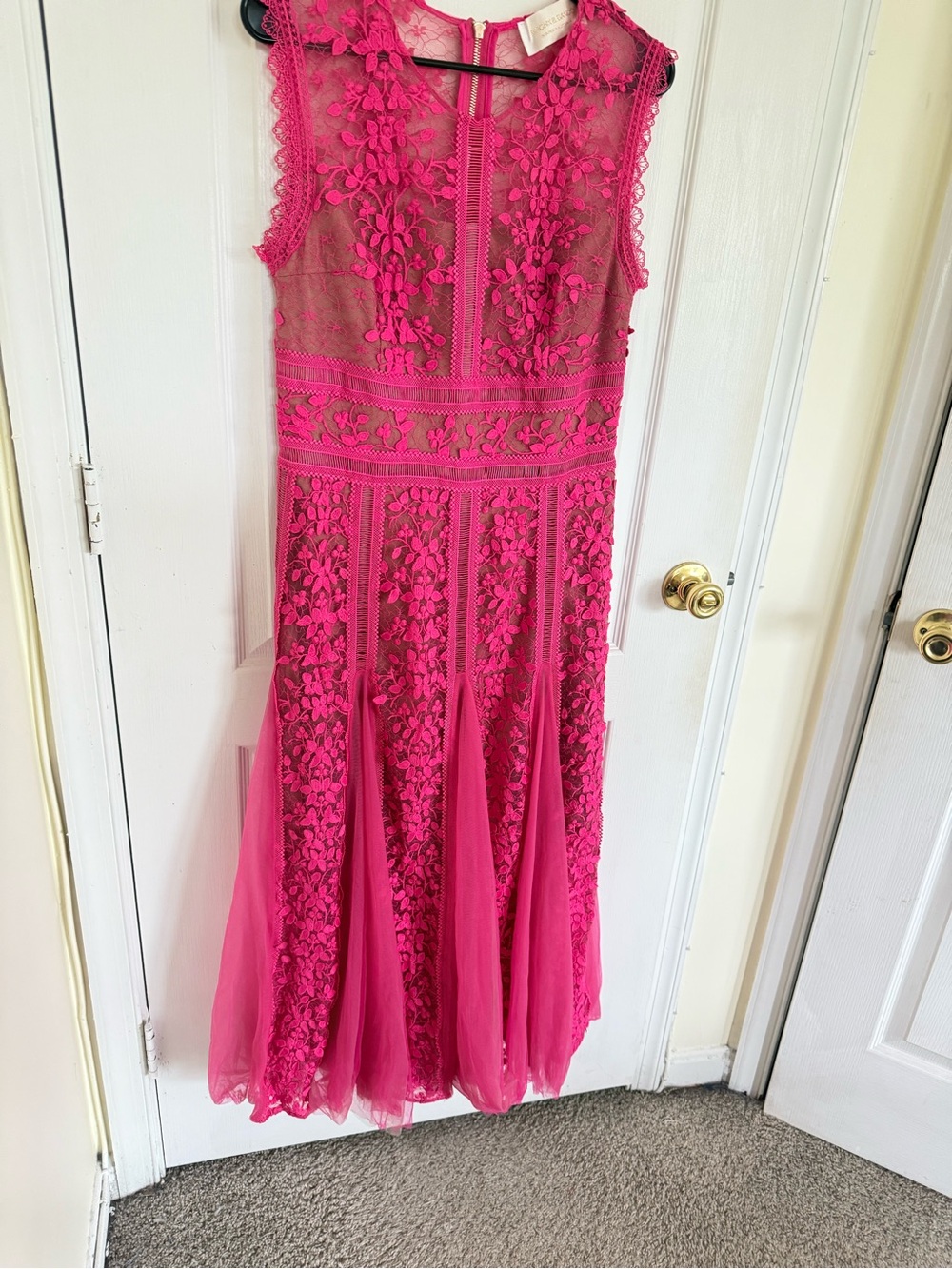 Bronx and Banco Megan Pink Lace Midi Dress - Picture 9 of 13